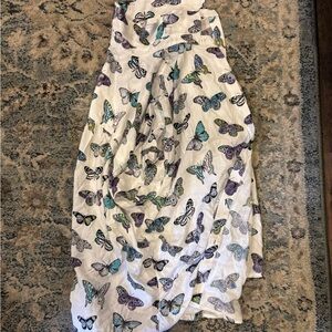 Butterfly Print White Skirt